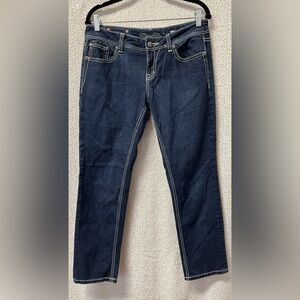 MISS ME Easy Skinny JE5735ESN Fleur de Lis Stretch BLING Dark Wash | size 28